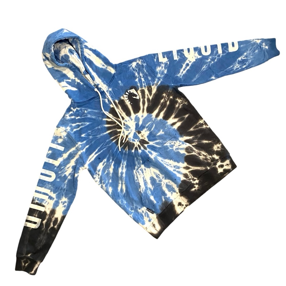 Team Liquid Heritage Spiral Tie Dye Pullover Hoodie Men's Blue Black Medium - Picture 3 of 13
